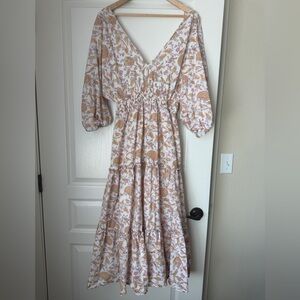 PERRY WALKER COLLECTIVE  Maxi Dress with CREAM, pink and Mustard Paisley Print